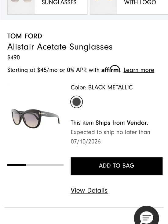 Tom Ford Black Alistair Women\'s Cat-Eye Sunglasses with Dark Lenses main image 5